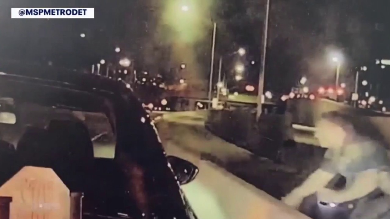 Michigan State Police cruiser struck overnight on I-696