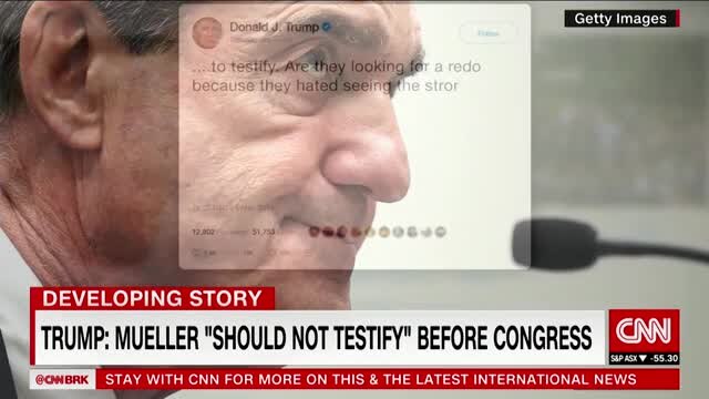 Trump says Mueller should not testify before Congress