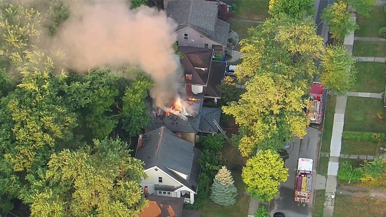 SkyFOX over Highland Park house fire
