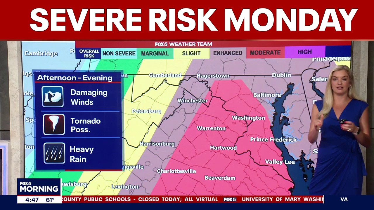 DC weather: Severe thunderstorms, damaging winds expected Monday 