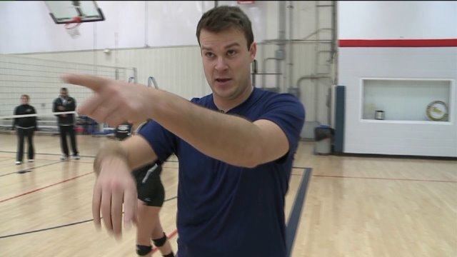 Chip learns some basic volleyball moves