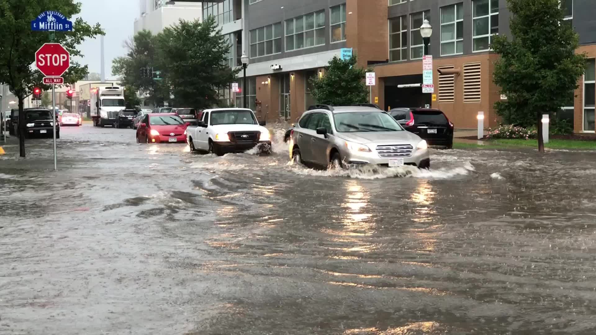 Flooding on Mifflin St. in Madison