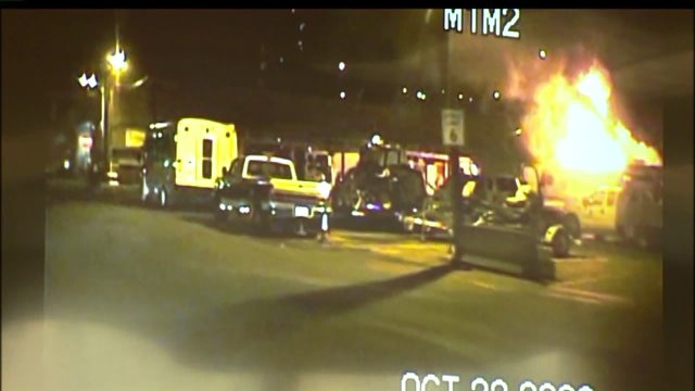 New dashcam video of police cruisers exploding released in trial of accused cop killer