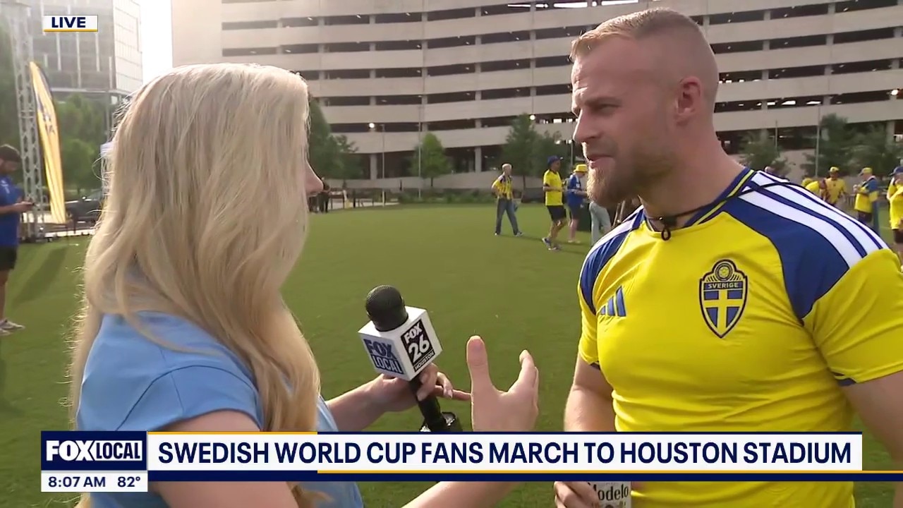 Swedish fans gather ahead of Houston FIFA World Cup match
