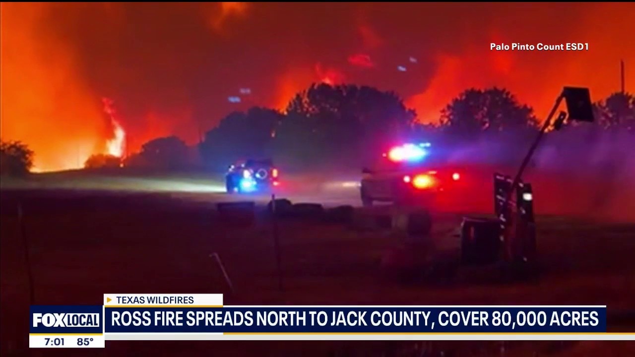 Palo Pinto Co. wildfire grows to 80,000 acres