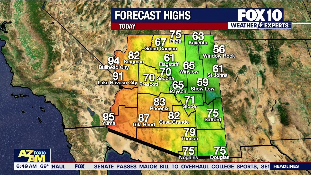Phoenix forecast: Clearing skies with highs in the 80s