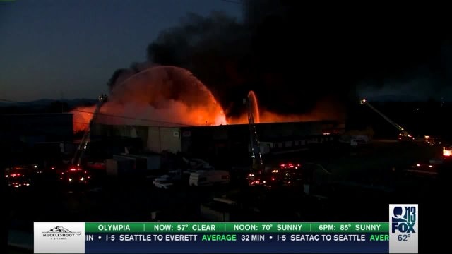 Firefighters still battling fire at Everett recycling center