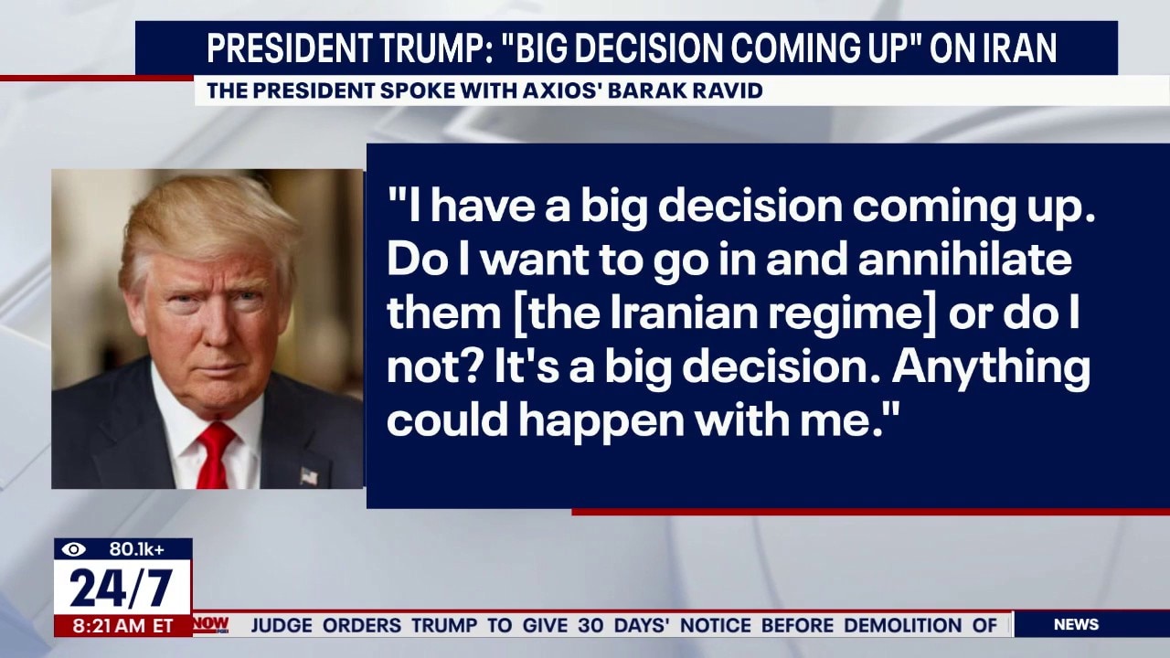 Trump: "Big decision" coming on Iran 
