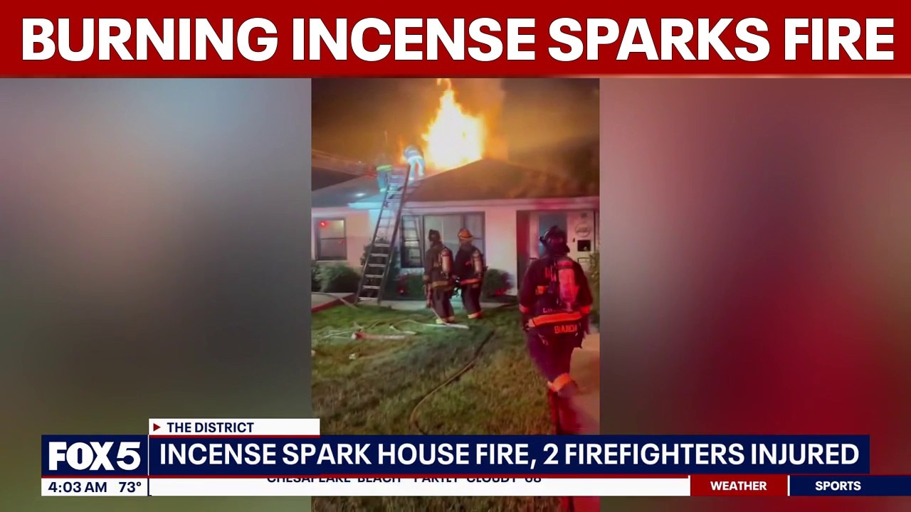 Burning incense sparks 2 alarm fire that destroys DC house; 2 firefighters transported