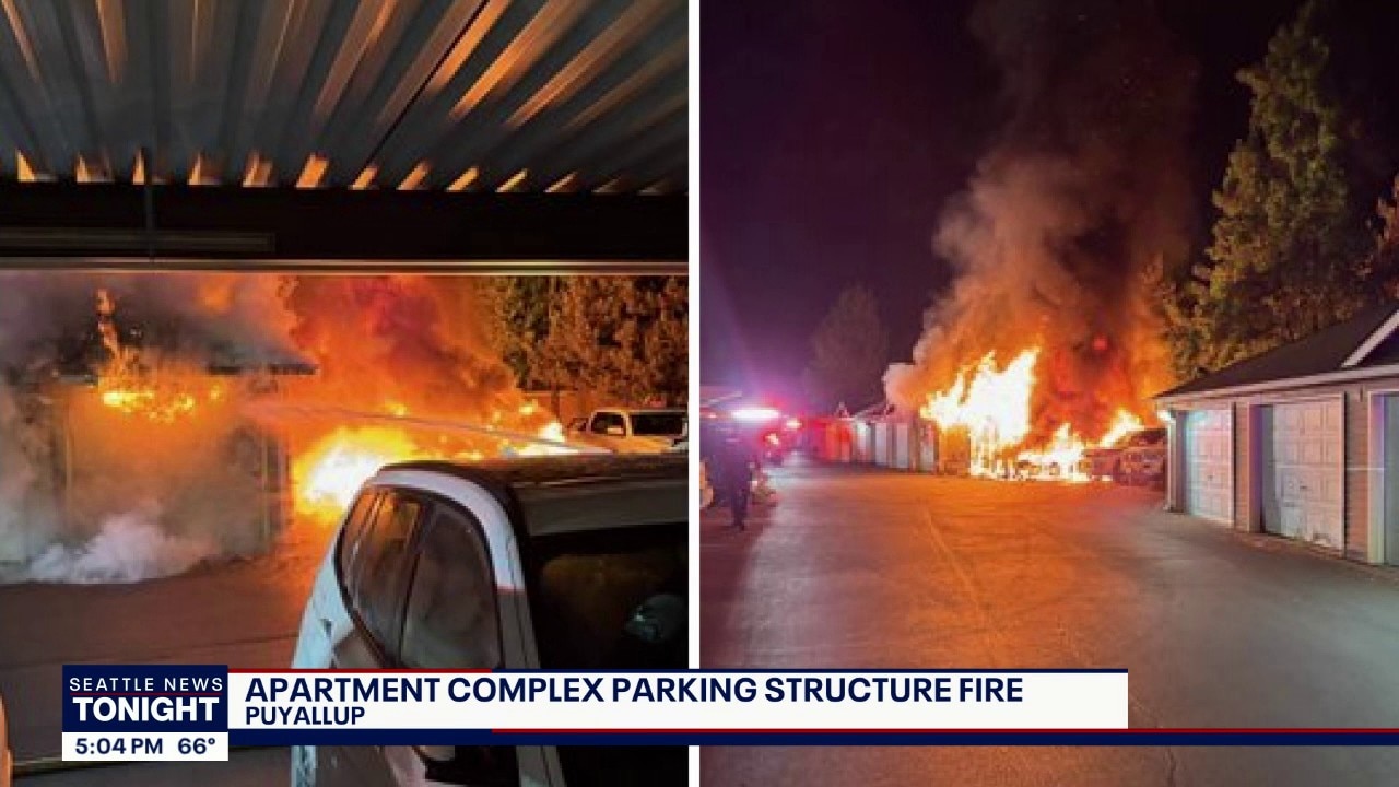 Cars damaged in Puyallup apartment fire
