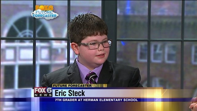 Eric helps FOX6 and Meteorologist Rob Haswell with the weather