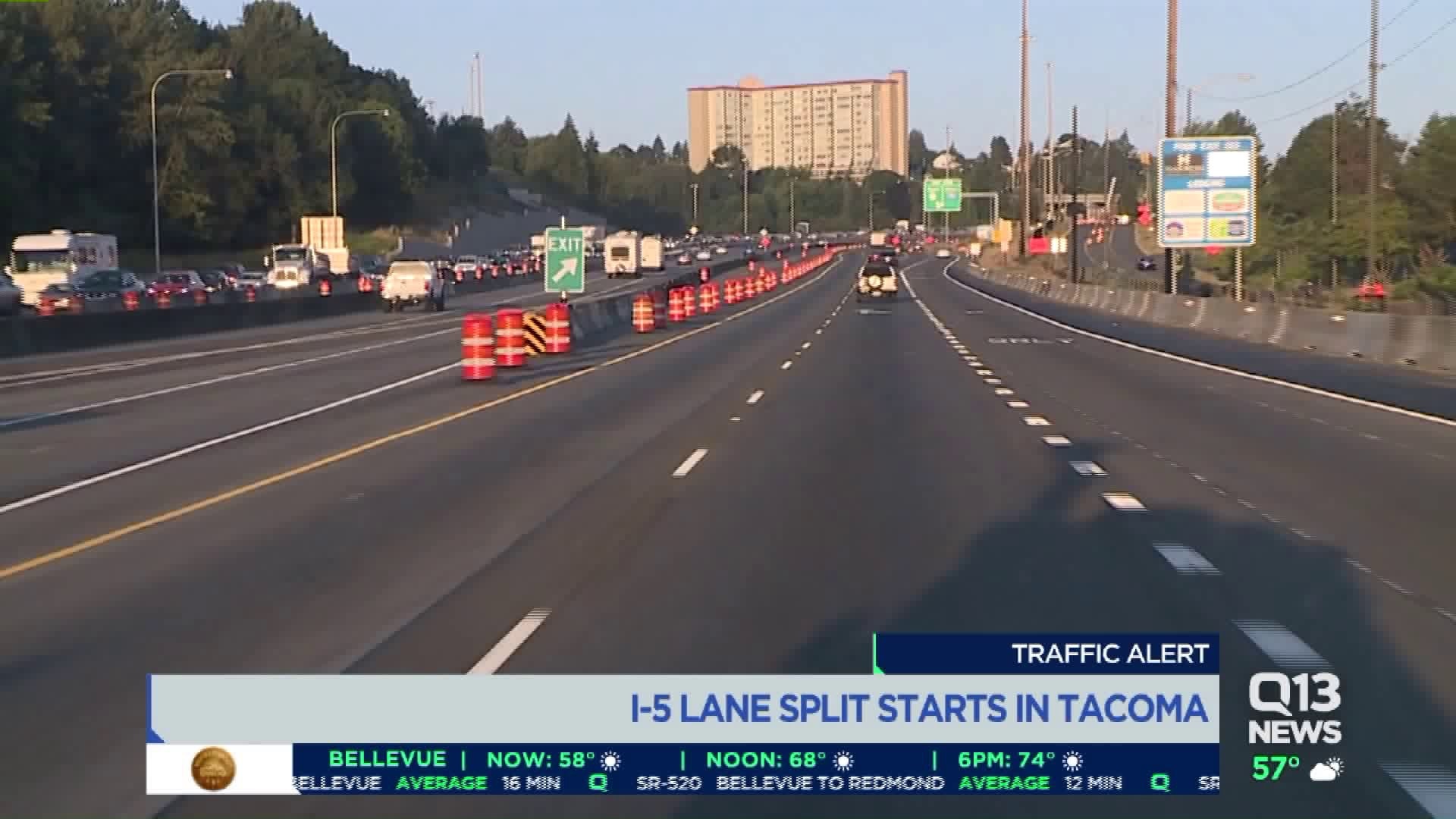 I-5 lane split starts in Tacoma