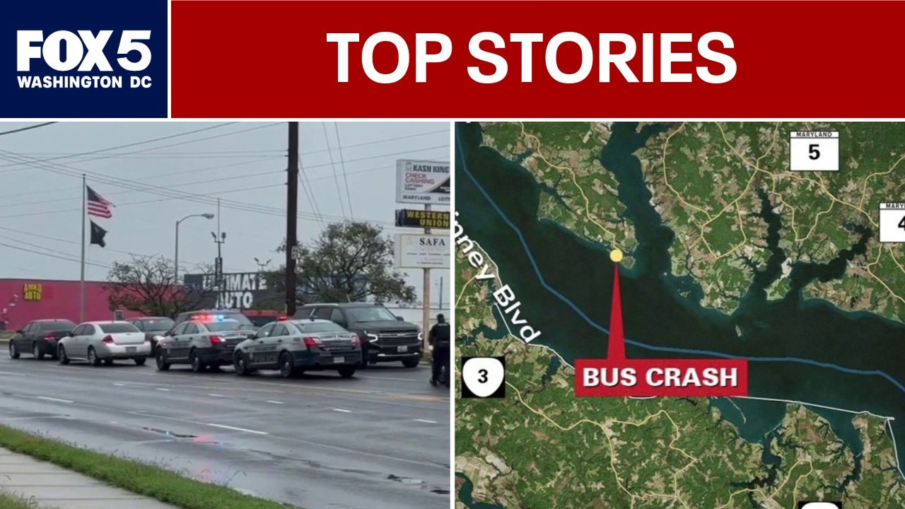 Students injured in Charles County school bus crash; Maryland man dead after shooting girlfriend