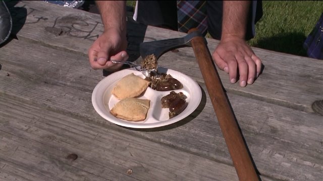 Chip checks out the food at the Highland Games
