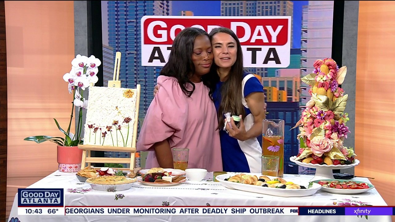 Food & Lifestyle expert Lisa Washington with a Mother's Day Luncheon Set Up
