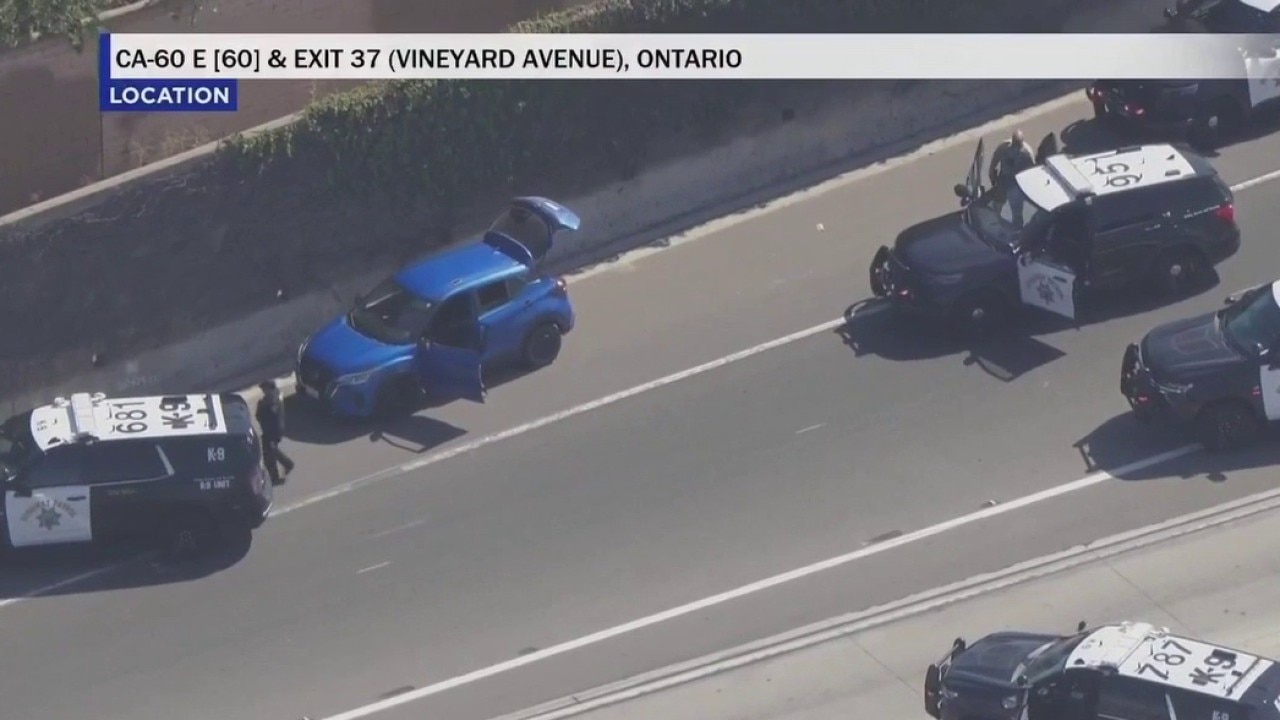 Female suspect surrenders after hour-long pursuit