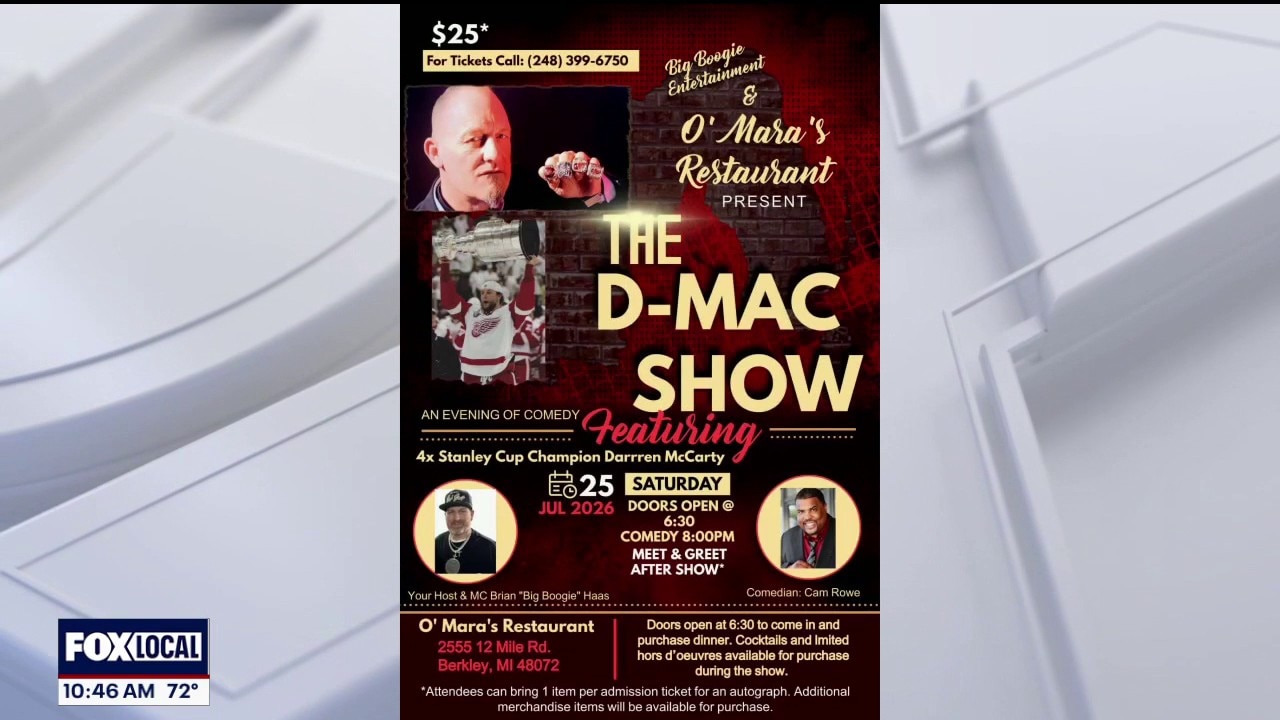 Darren McCarty is bringing his “Slapstick” Comedy Show to O’Mara’s