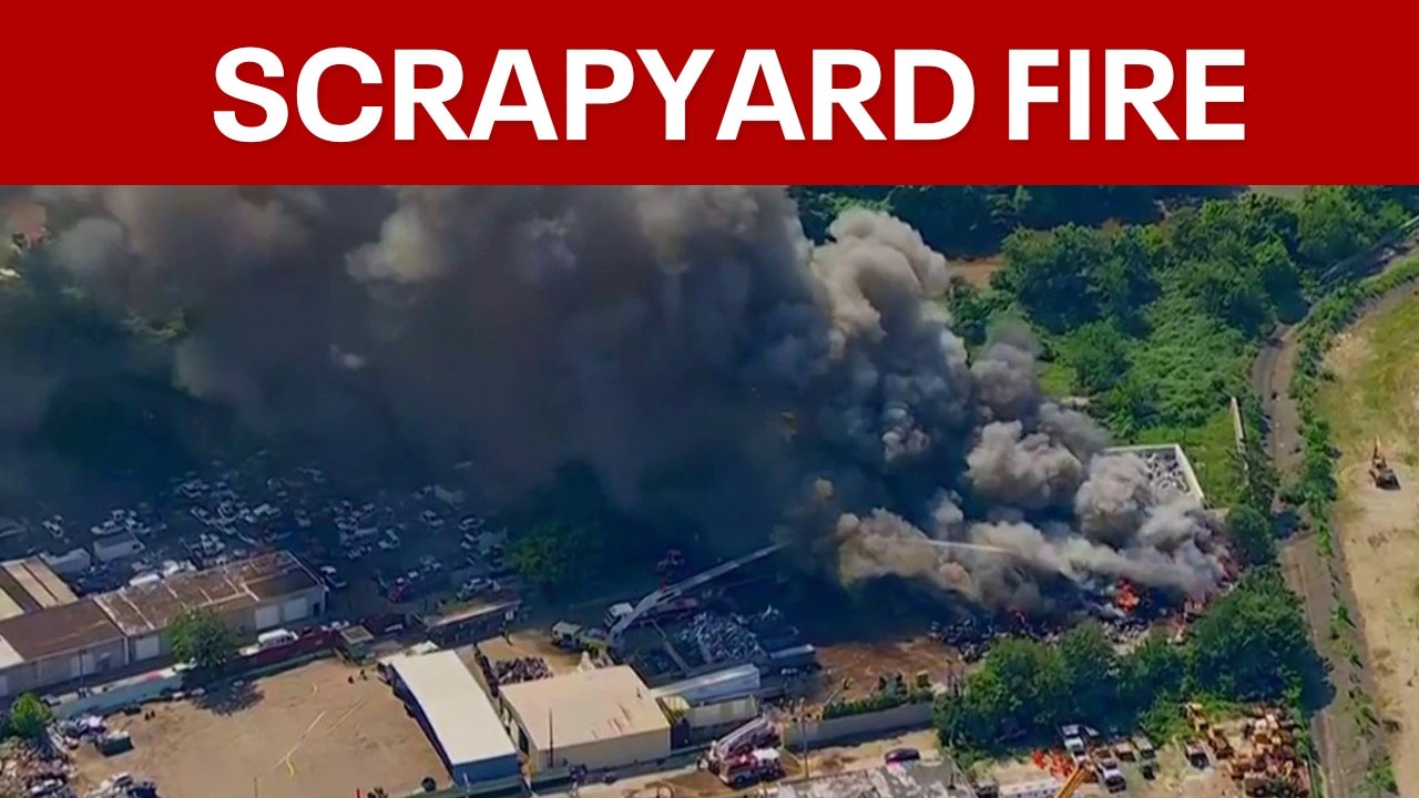 Large scrapyard fire erupts in Darby Township