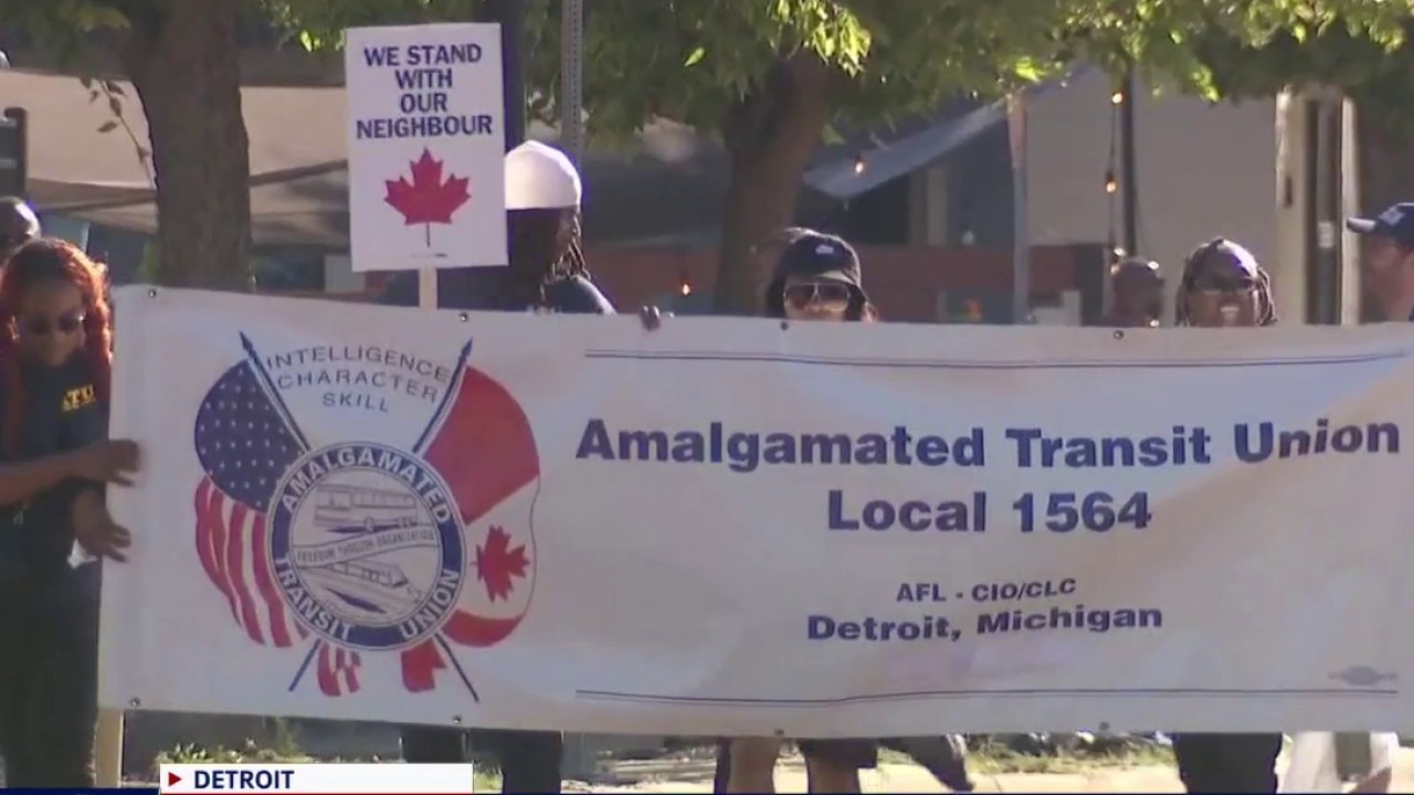Unions hold march and rally for Labor Day in Detroit