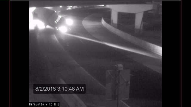 WisDOT video: Truck rolls over in Marquette Interchange