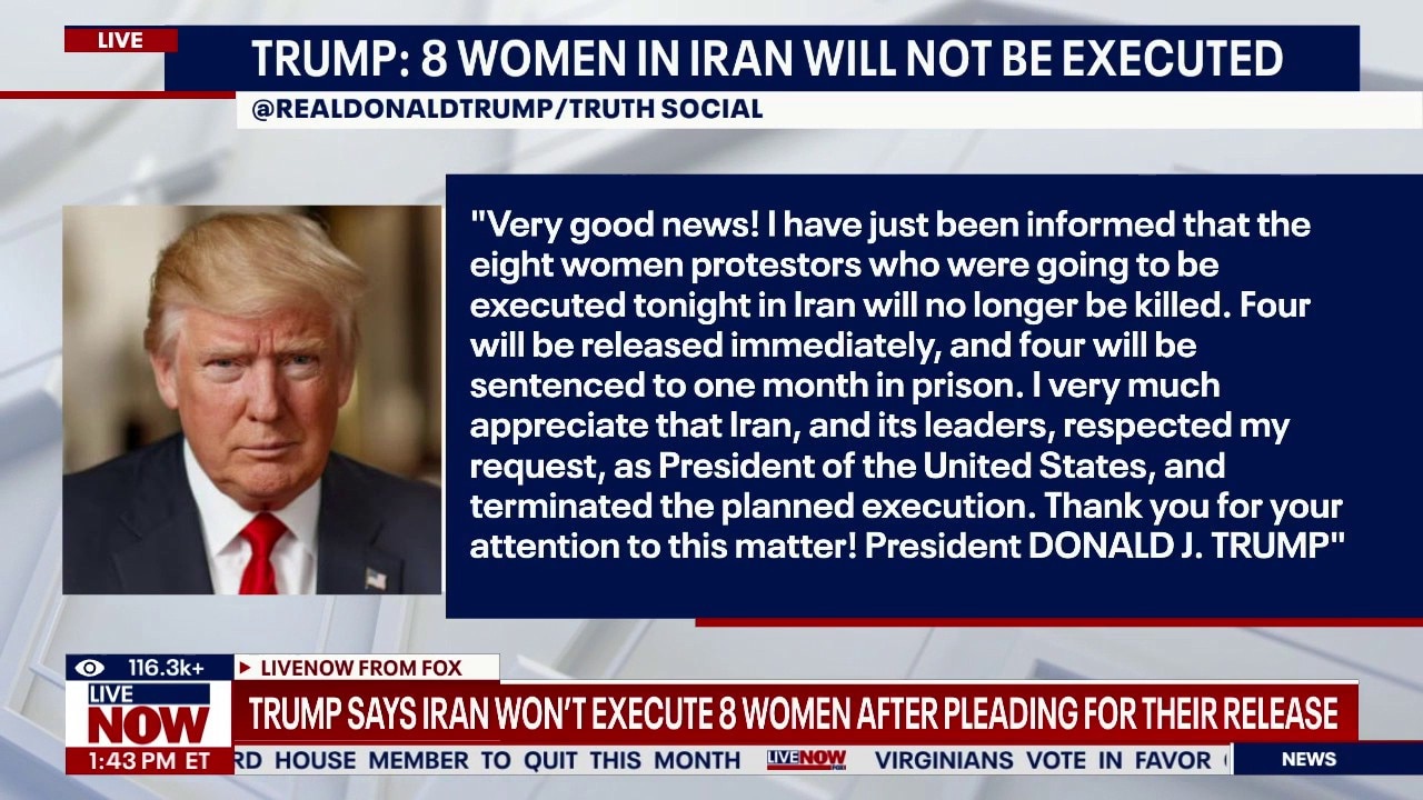 Trump: 8 Iranian protesters won't be executed