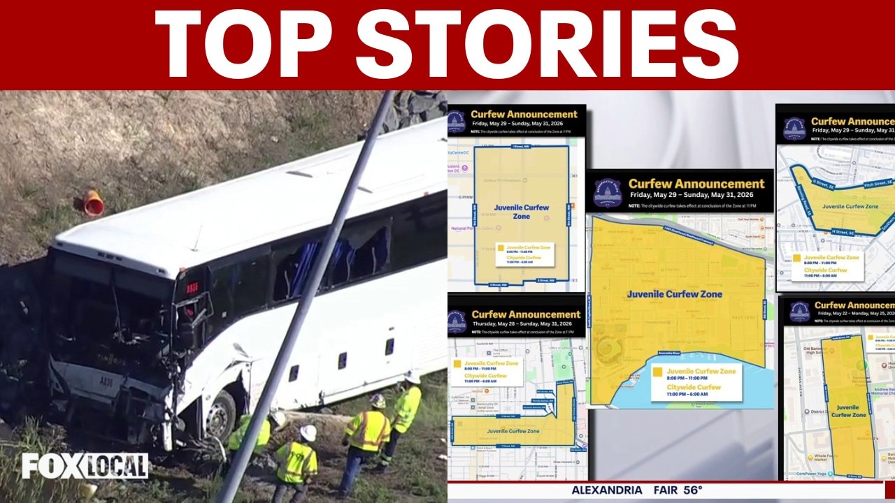 TOP STORIES: 5 killed, dozens hurt in I-95 bus crash; D.C. curfew zones return
