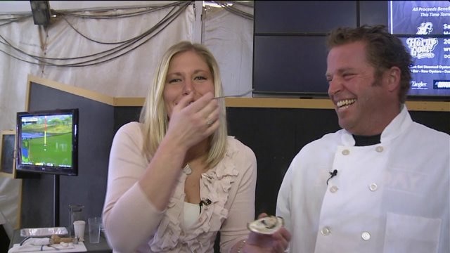 Laura tries another oyster!