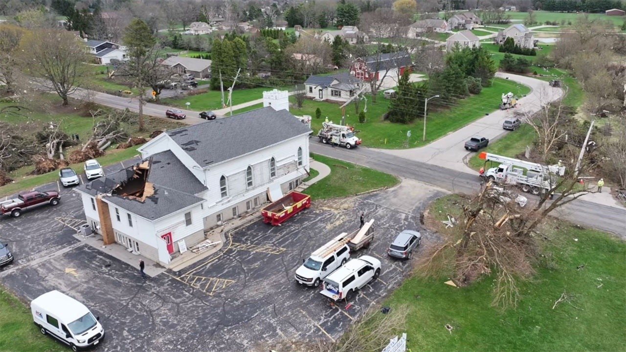 Tornado damages church in Lisbon, Wisconsin