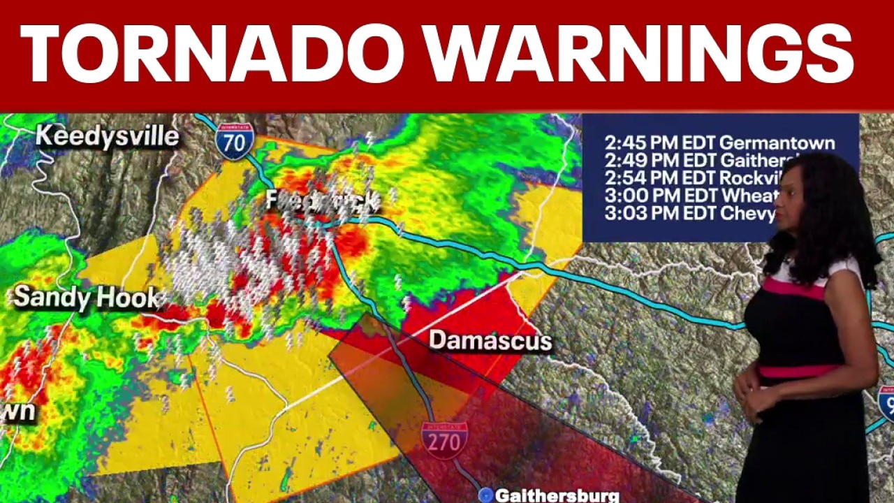 Tornado warning issued in Montgomery, Frederick County