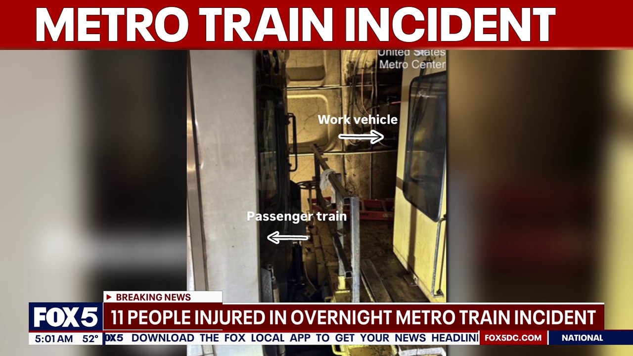 11 injured after work vehicle strikes stationary Metro train