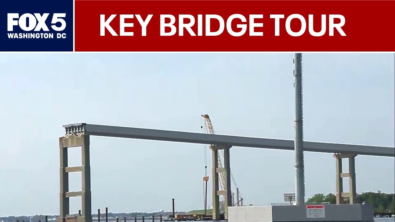 Maryland Gov. Moore tours Key Bridge site with federal lawmakers