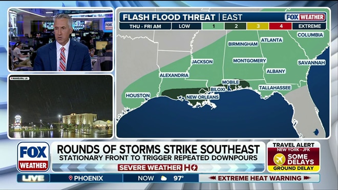 Southeast sees yet another day of rain, storms and flash flooding theat