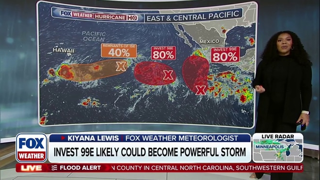 Pacific popping with tropical systems as Invests 99E could become a powerful hurricane