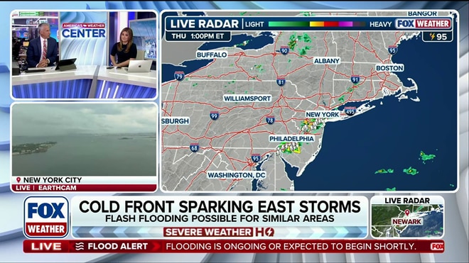 Severe thunderstorm warnings plague major cities in the Northeast