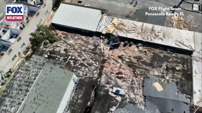 Hurricane Isaias damage in Pensacola Beach, Florida