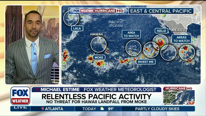 Three tropical systems churn in Central and Eastern Pacific amid strengthening El Niño 