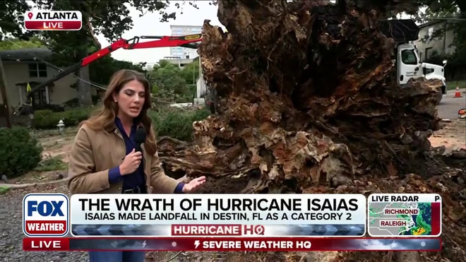 Georgia reels from Isaias as powerful winds topple trees, bring down power lines