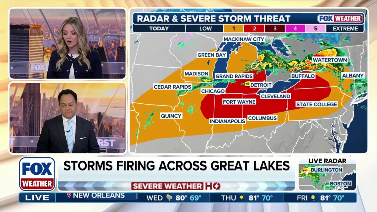 Severe storms shift over Great Lakes as stormy April weather pattern begins to take shape