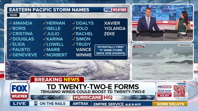 Tropical Depression Tweny-Two-E forms in the Pacific Ocean