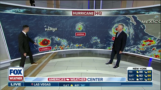 Hurricane Lowell restrengthens to Category 4 status in the Central Pacific