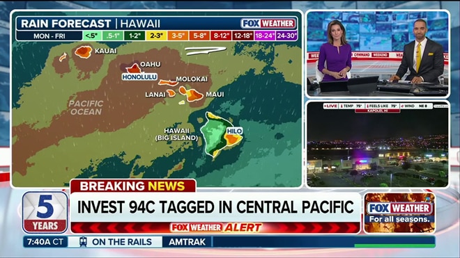 Invest 94C designated in the Central Pacific with a high chance of tropical development