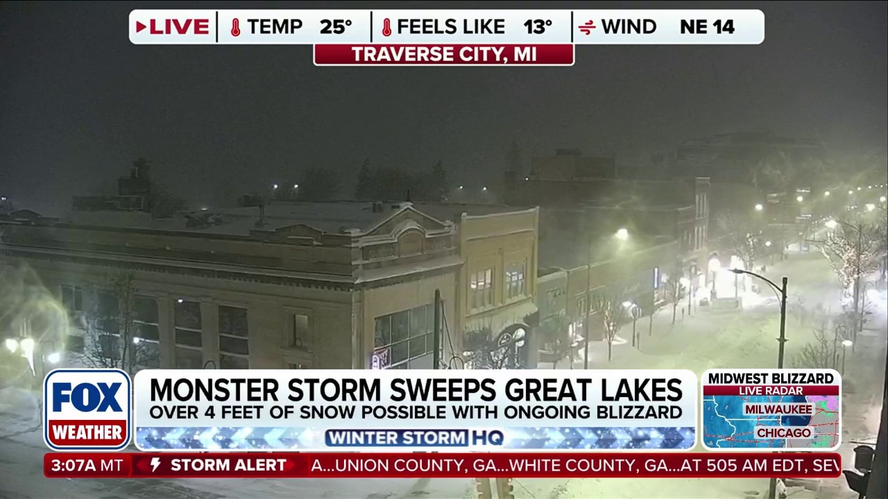 Monster storm sweeps the Great Lakes with feet of snow reported in Michigan's Upper Peninsula