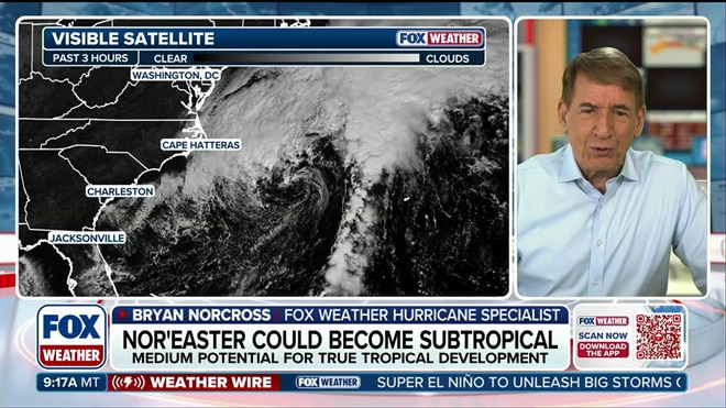 Brewing nor'easter in the Atlantic could become a subtropical storm