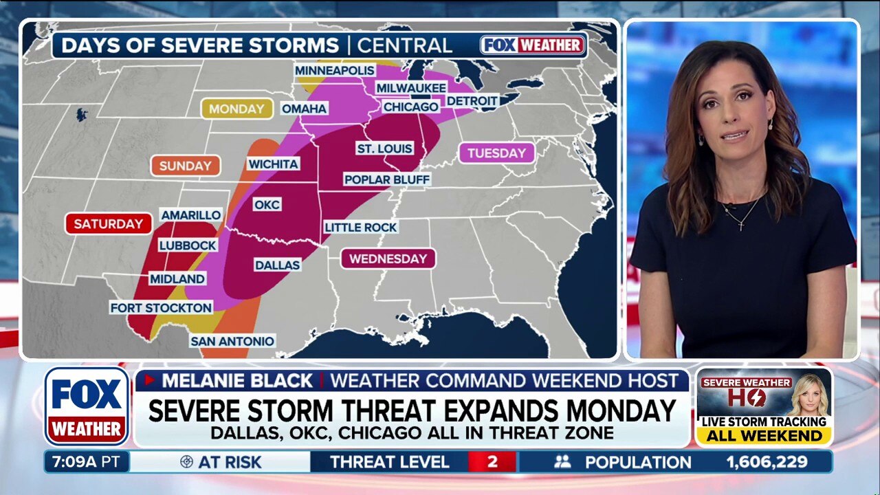 Severe storms expand into mid-week across Central states