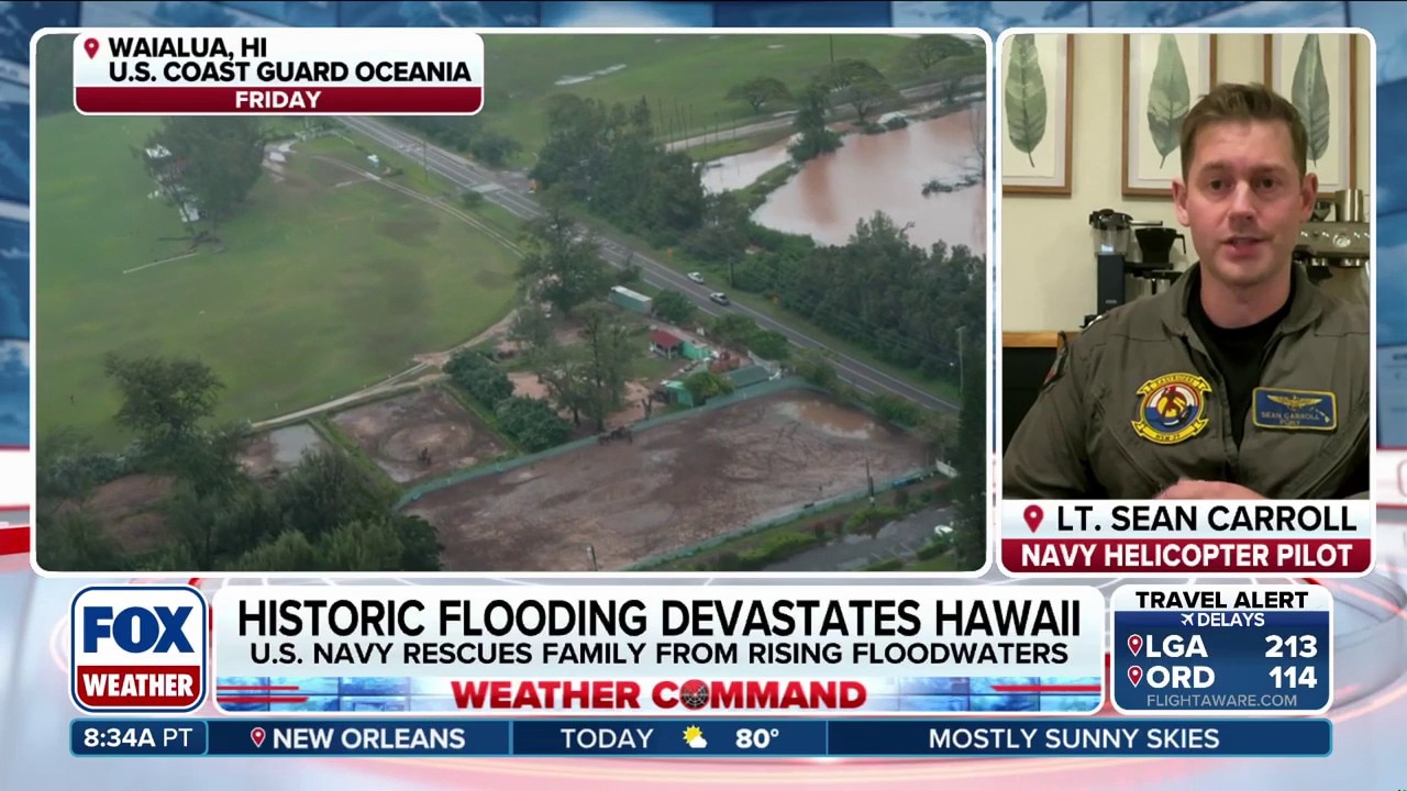 USCG, Navy Aircrews rescue residents and dog amid severe O'ahu flooding