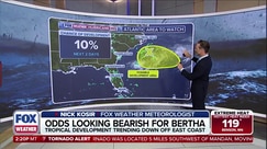 Tropical development odds are trending down off the Southeast Coast