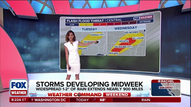 Midweek storms to drench the Central US in repeated rounds of heavy rain