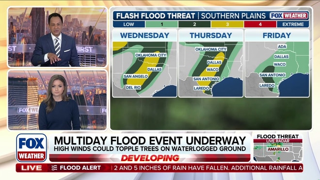 Texas in the bull's-eye of dangerous 1,500-mile tropically enhanced flood threat 