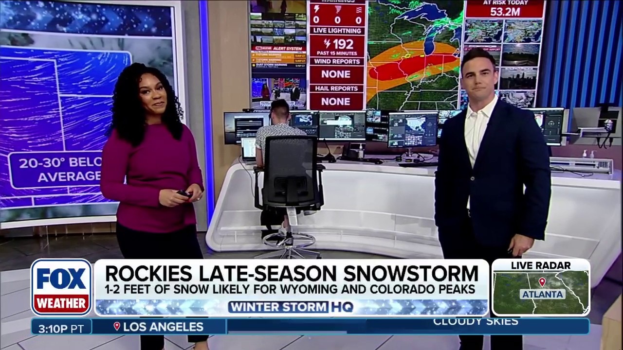 Spring snowfall headed for the Rocky Mountain region