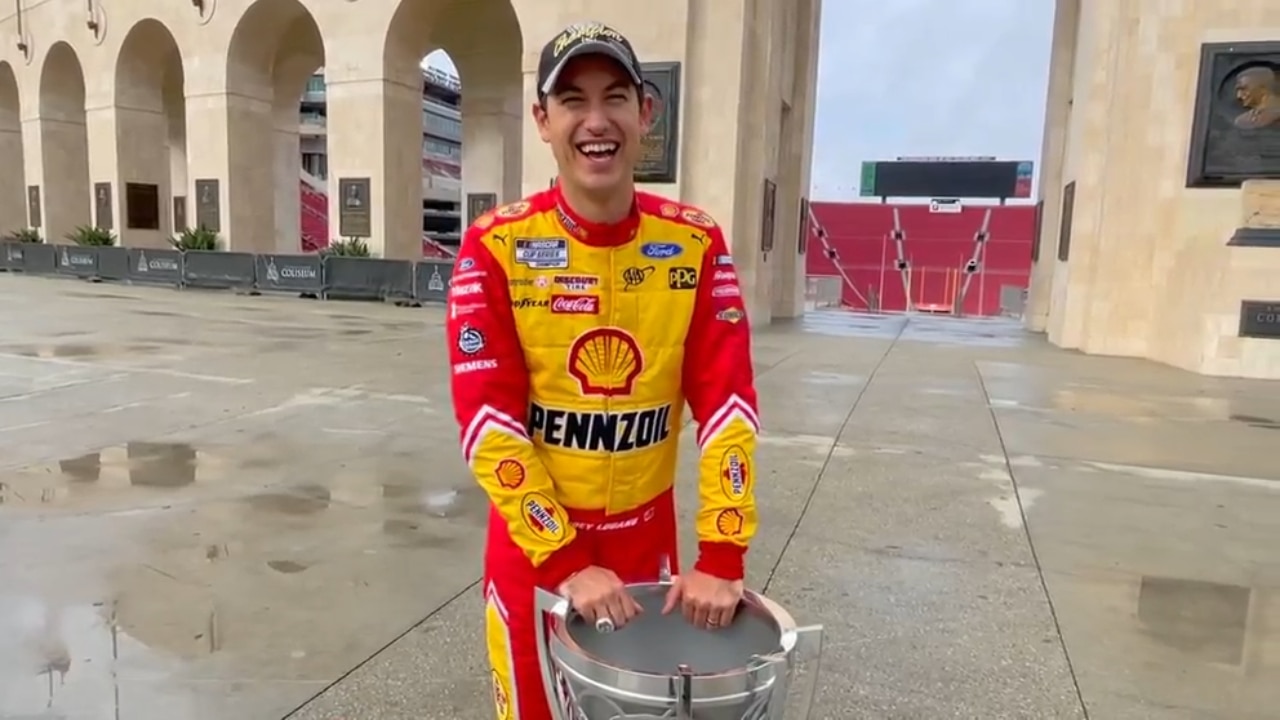Joey Logano on his "hot ass wife" comment in the media center